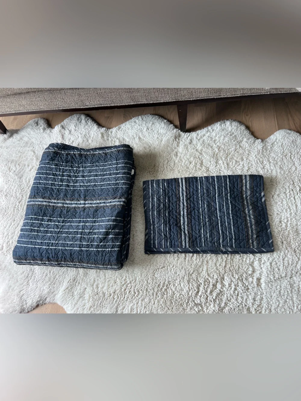Pendleton Navy and White Striped quilt Set